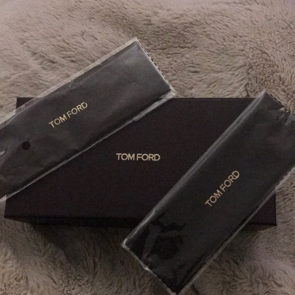 Tom Ford empty box with 2 Tom Ford cleaning cloths